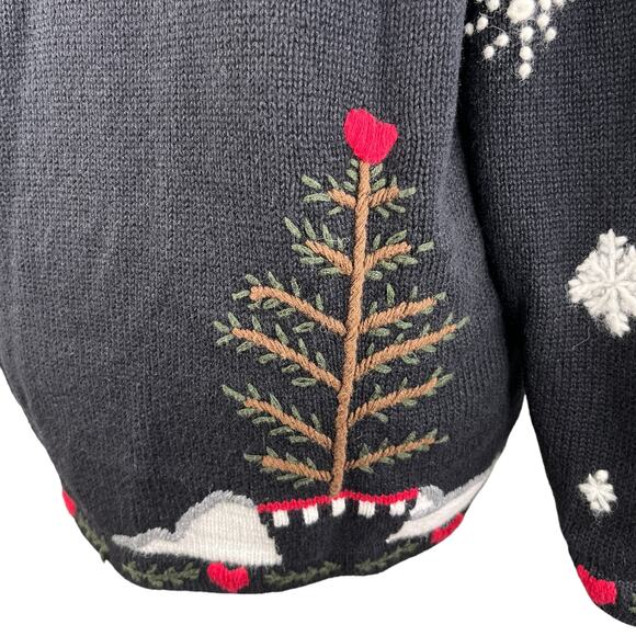 Quacker Factory Snowman Sweater M Button Down Embroidered - Picture 11 of 13